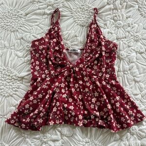Floral Burgundy Tank Top by Who What Wear